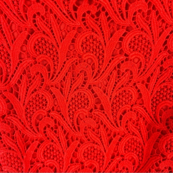Talbots Lace Crochet Pom Cotton Short Sleeve Top Size 10 Vermilion - Picture 6 of 14